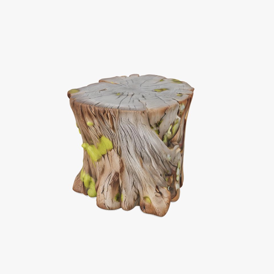 Wooden Tree Stump with Moss Model Pack